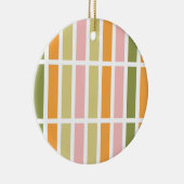 Sinaasappel Roze Goud en Groene Strepen Keramisch Ornament (Rechts)