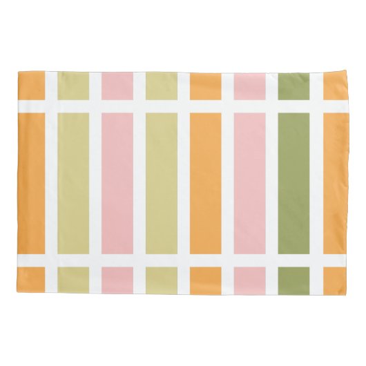 Sinaasappel Roze Goud en Groene Strepen Kussensloop (Achterkant)