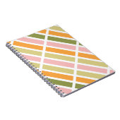 Sinaasappel Roze Goud en Groene Strepen Notitieboek (Rechterzijde)