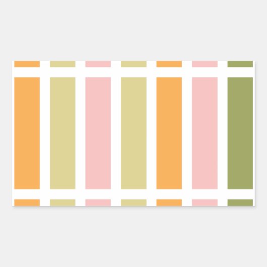 Sinaasappel Roze Goud en Groene Strepen Rechthoekige Sticker (Voorkant)
