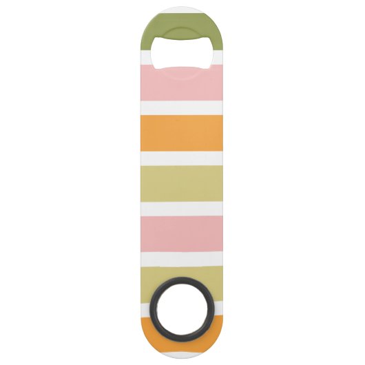 Sinaasappel Roze Goud en Groene Strepen Speed Flessenopener (Voorkant)