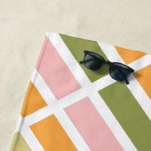 Sinaasappel Roze Goud en Groene Strepen Strandlaken (In situ)