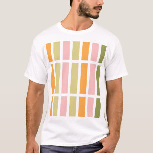 Sinaasappel Roze Goud en Groene Strepen T-shirt