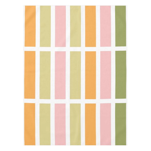 Sinaasappel Roze Goud en Groene Strepen Tafelkleed (Voorkant)