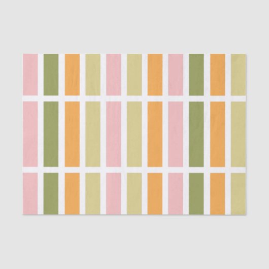 Sinaasappel Roze Goud en Groene Strepen Tissuepapier (Voorkant)