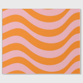 Sinaasappel Roze Groovy Wavy Stripe Modern Minimal Cadeaupapier (Vlak)