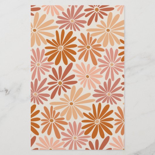 Sinaasappel & Roze Retro Bloemen Groovy Baby Advie (Achterkant)