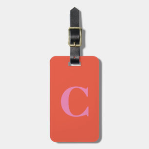 Sinaasappel Roze Rood Kleurrijk Monogram Initiaal Bagagelabel