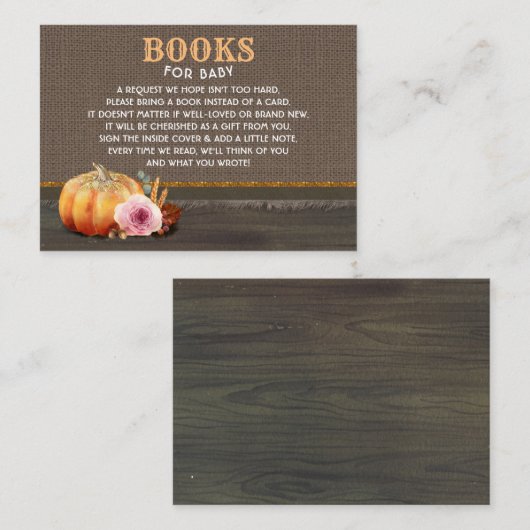 Sinaasappel Roze Rustieke Pompoenen Boeken voor Ba Informatiekaartje (Voorkant / Achterkant)