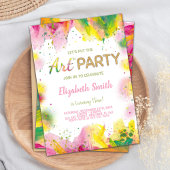 Sinaasappel & Roze Verjaardagsuitnodiging Kaart