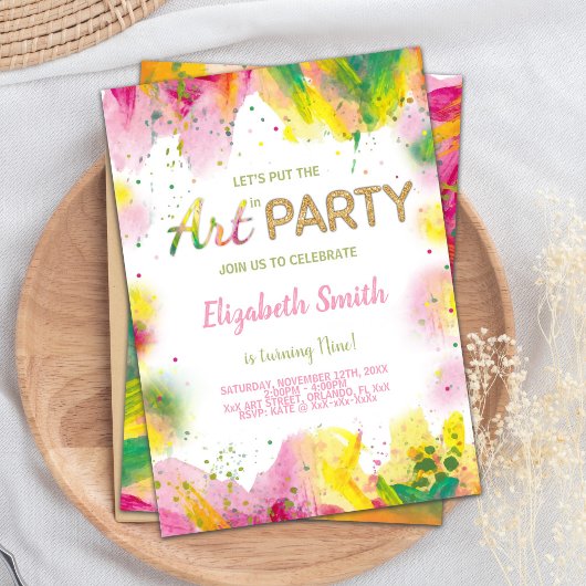 Sinaasappel & Roze Verjaardagsuitnodiging Kaart