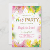 Sinaasappel & Roze Verjaardagsuitnodiging Kaart (Voorkant)