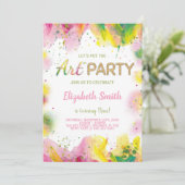 Sinaasappel & Roze Verjaardagsuitnodiging Kaart (Staand voorkant)