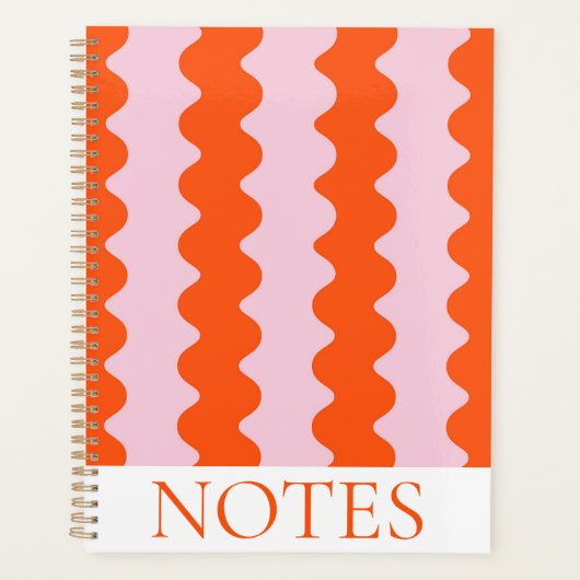 Sinaasappel & Roze Wavy Stripe Modern Minimalist Planner (Voorkant)