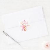 Sinaasappel Roze Wit Bloemen 1.5" Bruiloft Sticker (Envelop)