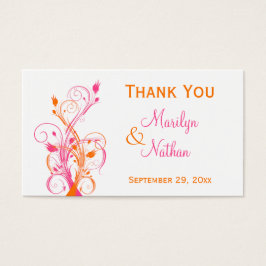 Sinaasappel Roze Wit Bloemen Bruiloft Favor Label Visitekaartje