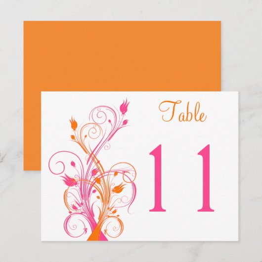 Sinaasappel Roze Witte Bloemen Tafel Nummer Briefk Briefkaart (Voorkant / Achterkant)