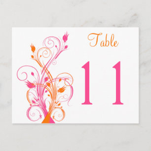 Sinaasappel Roze Witte Bloemen Tafel Nummer Briefk Briefkaart
