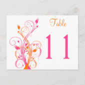 Sinaasappel Roze Witte Bloemen Tafel Nummer Briefk Briefkaart (Voorkant)