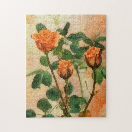 Sinaasappel Rozen Puzzel Kunst (Verticaal)