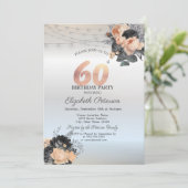 Sinaasappel Rozen Slingerlichten Zilver 60e Verjaa Kaart (Staand voorkant)