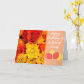 Sinaasappel Rozen Speciale Vriend Kaart (Gele Bloem)