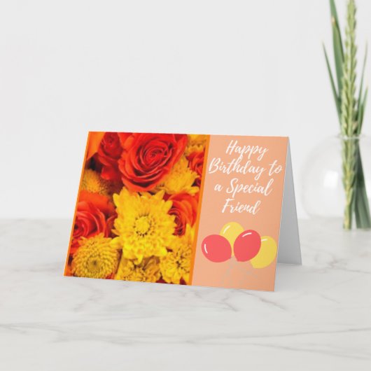 Sinaasappel Rozen Speciale Vriend Kaart (Voorkant)