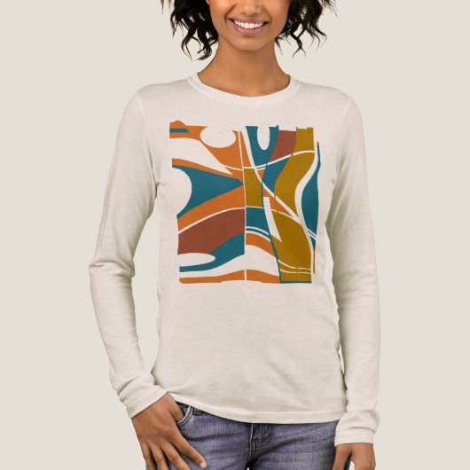 Sinaasappel Rust Goud Blauwgroen Vet Grote MCM Kij Tri-Blend Shirt (Voorkant)