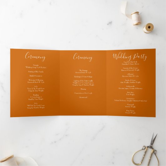 Sinaasappel & Rust Herfst Pioen Roos Trouwprogramm Drieluik Programma (Binnen)