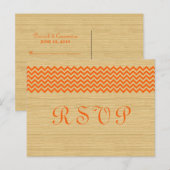 Sinaasappel Rustic Chevron RSVP Briefkaart (Voorkant / Achterkant)