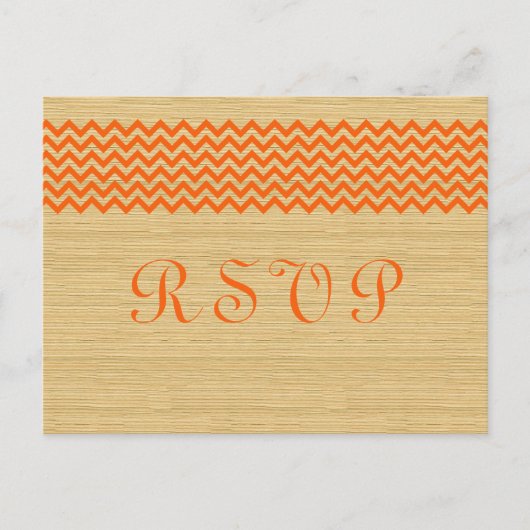 Sinaasappel Rustic Chevron RSVP Briefkaart (Voorkant)