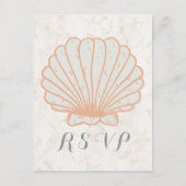 Sinaasappel Rustic Seashell Wedding RSVP Briefkaar Uitnodiging Briefkaart (Voorkant)