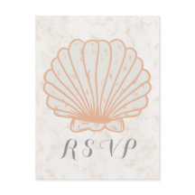 Sinaasappel Rustic Seashell Wedding RSVP Briefkaar