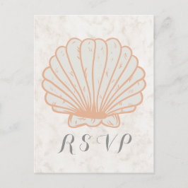 Sinaasappel Rustic Seashell Wedding RSVP Briefkaar Uitnodiging Briefkaart