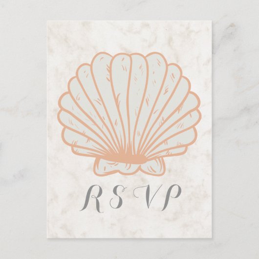 Sinaasappel Rustic Seashell Wedding RSVP Briefkaar Uitnodiging Briefkaart (Voorkant)