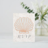 Sinaasappel Rustic Seashell Wedding RSVP Briefkaar Uitnodiging Briefkaart (Staand voorkant)