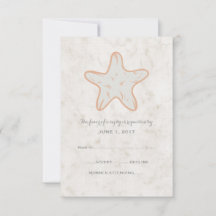 Sinaasappel Rustic Starfish Wedding RSVP Kaart