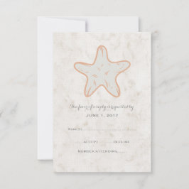 Sinaasappel Rustic Starfish Wedding RSVP Kaart