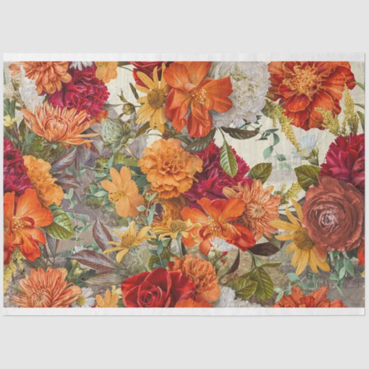  Sinaasappel rustieke bloemen decoupage Tissuepapier (Voorkant)