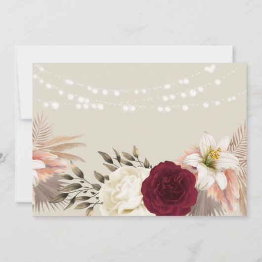 Sinaasappel rustieke Bourgondische bloemverlichtin Save The Date (Achterkant)