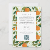 Sinaasappel Schattige Groen Zomer Bruiloft QR Code Kaart (Achterkant)