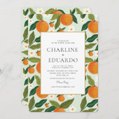 Sinaasappel Schattige Groen Zomer Bruiloft QR Code Kaart (Voorkant / Achterkant)