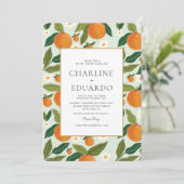 Sinaasappel Schattige Groen Zomer Bruiloft QR Code Kaart (Staand voorkant)