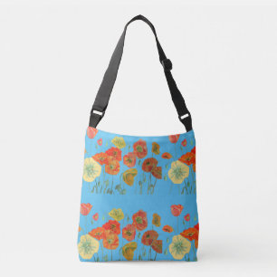Sinaasappel Shabby floral Poppy Crossbody Bag Blue Tas