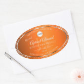 Sinaasappel Silver Logo Initialen Glitter Product Ovale Sticker (Envelop)