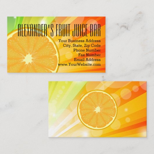 Sinaasappel Slice Citrus Fruit Health Juice Smooth Visitekaartje (Voorkant / Achterkant)