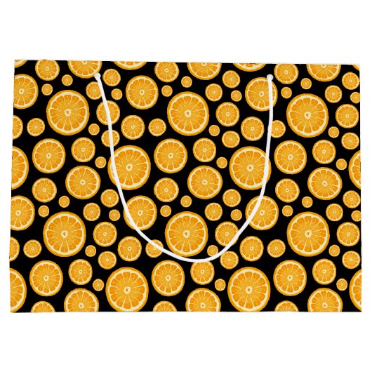 Sinaasappel Slice Citrus Fruit Zwart Groot Cadeauzakje (Achterkant)