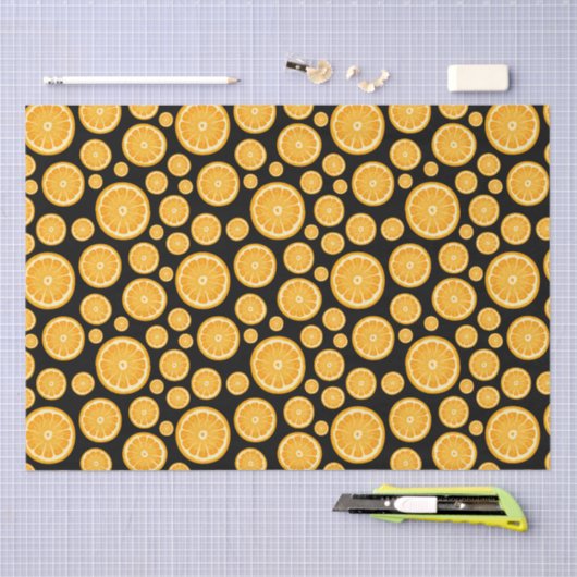 Sinaasappel Slice Citrus Fruit Zwart Tissuepapier (Craft)