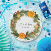 Sinaasappel Slice Groene Pijnnaalden Bruiloft Papieren Bordje (Feest)