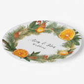 Sinaasappel Slice Groene Pijnnaalden Bruiloft Papieren Bordje (Gekanteld)
